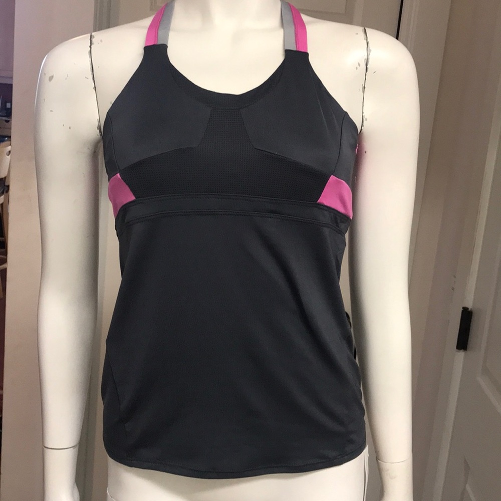 Lucky in Love Kids Tank Top - Charcoal and Pink